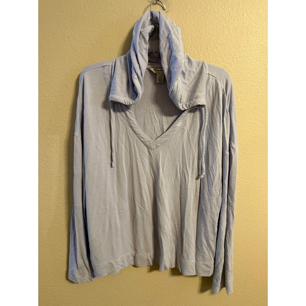 Tommy Bahama‎ Island Soft Hoodie Long Sleeve V Neck Drawstring Light Blue L